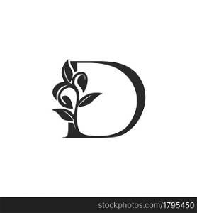 Monogram Nature Floral D Luxury Letter Logo Concept. Elegance black and white florist alphabet font vector design