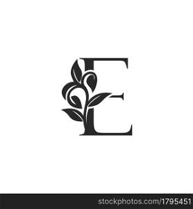 Monogram Nature Floral E Luxury Letter Logo Concept. Elegance black and white florist alphabet font vector design
