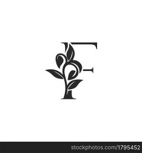 Monogram Nature Floral F Luxury Letter Logo Concept. Elegance black and white florist alphabet font vector design