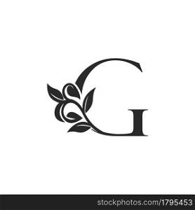 Monogram Nature Floral G Luxury Letter Logo Concept. Elegance black and white florist alphabet font vector design