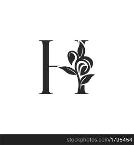 Monogram Nature Floral H Luxury Letter Logo Concept. Elegance black and white florist alphabet font vector design
