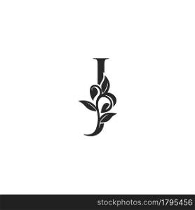 Monogram Nature Floral J Luxury Letter Logo Concept. Elegance black and white florist alphabet font vector design