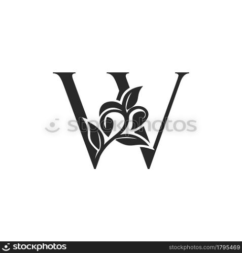 Monogram Nature Floral W Luxury Letter Logo Concept. Elegance black and white florist alphabet font vector design