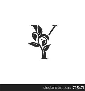 Monogram Nature Floral Y Luxury Letter Logo Concept. Elegance black and white florist alphabet font vector design