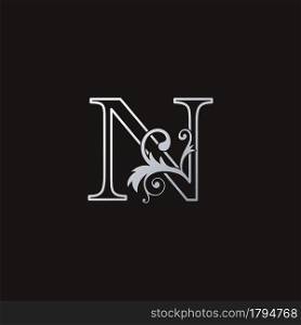 Monogram Outline Luxury Initial Letter N Logo Icon, simple luxuries business vector design concept.