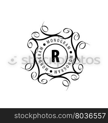 monogram vector in frame. Vector logo template monogram. The frame pattern.