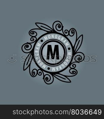 monogram vector in frame. Vector logo template monogram. The frame pattern.