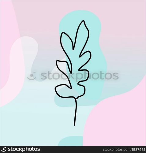 Monoline leaf of tree logo. Outline emblem in linear style. Vector abstract icon for design of natural products, flower shop, cosmetics, ecology concepts, health, spa.. Monoline leaf of tree logo. Outline emblem in linear style. Vector abstract icon for design of natural products, flower shop, cosmetics, ecology concepts, health, spa