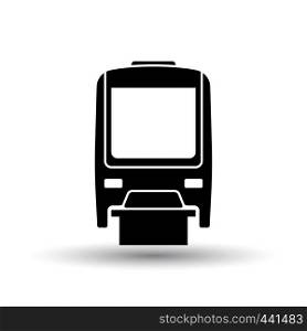 Monorail icon front view. Black on White Background With Shadow. Vector Illustration.