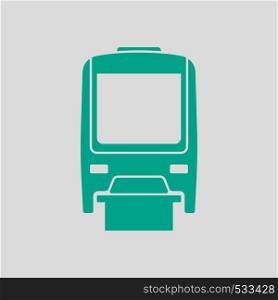 Monorail Icon Front View. Green on Gray Background. Vector Illustration.