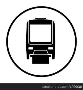Monorail icon front view. Thin Circle Stencil Design. Vector Illustration.