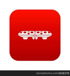 Monorail train icon digital red for any design isolated on white vector illustration. Monorail train icon digital red