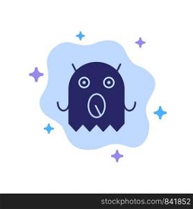 Monster, Alien, Space Blue Icon on Abstract Cloud Background