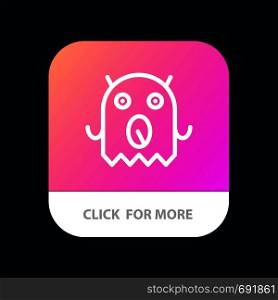 Monster, Alien, Space Mobile App Button. Android and IOS Line Version