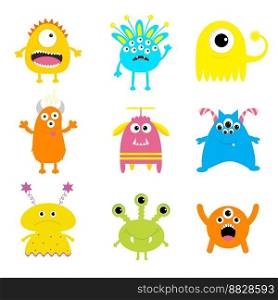 Monster big set cute cartoon scary character baby vector image