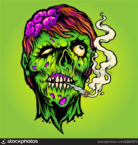 Monster Cigarette Weed Halloween Vector illustrations for your work Logo, mascot merchandise t-shirt, stickers and Label designs, poster, greeting cards advertising business company or brands.