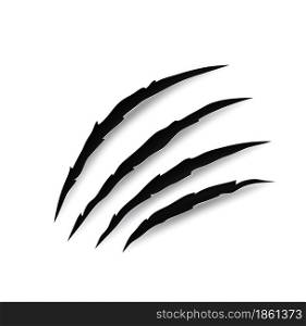 Monster claw mark scratches, predator realistic nail trails. Vector traces of wild animal. Tiger, bear or cat paws talon rips or sherds. Lion, dragon or beast breaks, 3d marks on white background. Monster claw mark scratches, predator 3d nails