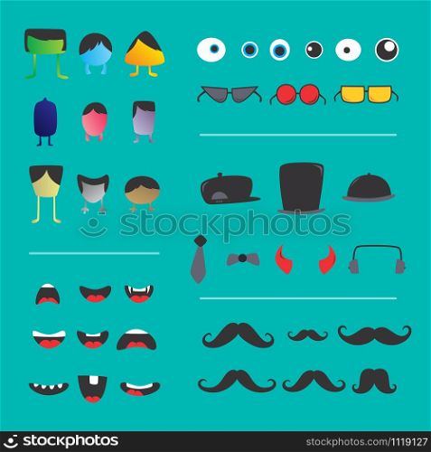 monster creature creation object set icon vector art. monster creature creation object set icon vector