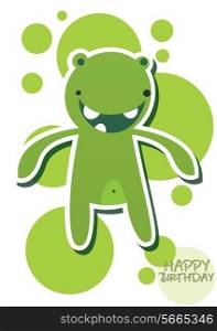 Monster happy birthday, or valentine&rsquo;s card with cute monster, vector