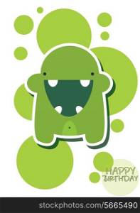 Monster happy birthday, or valentine&rsquo;s card with cute monster, vector