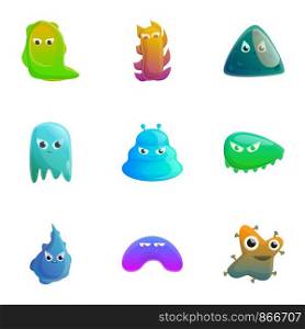 Monster icon set. Cartoon set of 9 monster vector icons for web design isolated on white background. Monster icon set, cartoon style