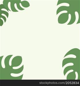 monstera leaf frame decoration vector background design template