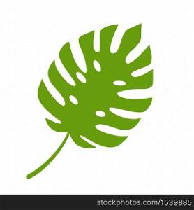 Monstera leaf logo isolated on white background. Vector illustration.