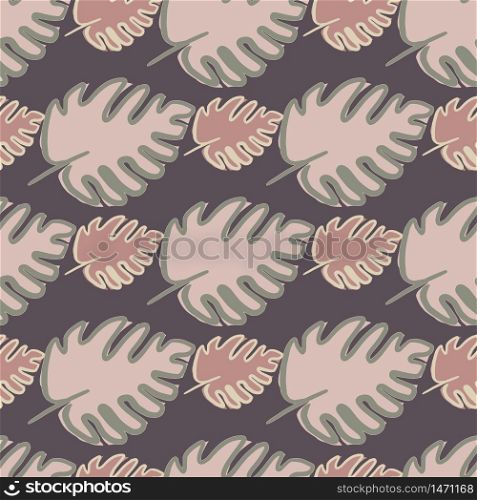 Monstera leaf seamless pattern. Geometric exotic jungle wallpaper. Design for fabric, textile print, wrapping paper, cover. Tropical leaves vector illustration.. Monstera leaf seamless pattern. Geometric exotic jungle wallpaper.