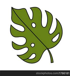 Monstera leaf, tropical plants. Simple illustration. Summer icon