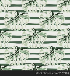 Monstera leaves seamless pattern. Exotic jungle plants endless wallpaper. Leaf background. Hawaiian rainforest floral backdrop. Design for fabric, textile print, wrapping, cover. Vector illustration. Monstera leaves seamless pattern. Exotic jungle plants endless wallpaper. Leaf background. Hawaiian rainforest floral backdrop.