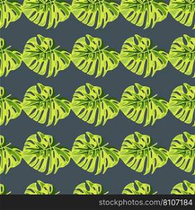 Monstera leaves seamless pattern. Exotic jungle plants endless wallpaper. Leaf background. Hawaiian rainforest floral backdrop. Design for fabric, textile print, wrapping, cover. Vector illustration. Monstera leaves seamless pattern. Exotic jungle plants endless wallpaper. Leaf background. Hawaiian rainforest floral backdrop.