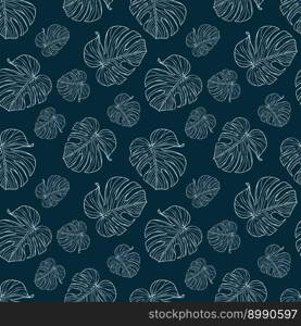 Monstera leaves seamless pattern for textile or wallpapers. Vector tropical leaves background. Monstera green leaves seamless pattern for textile or wallpapers. Vector tropical leaves background