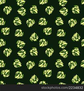 Monstera leaves tropical seamless pattern. Palm leaf endless wallpaper. Rainforest background. Exotic hawaiian jungle backdrop. Creative design for fabric , textile print, wrapping, cover. Monstera leaves tropical seamless pattern.