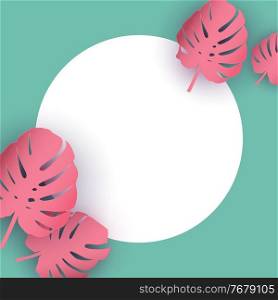 Monstera Palm leaves trendy background with empry frame. Vector illustration. Monstera Palm leaves trendy background with empry frame. Vector illustration. EPS10