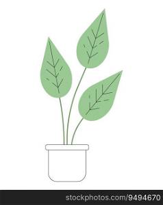 Monstera plant in pot monochrome flat vector object. Big exotic plant leaves with venes. Editable black and white thin line icon. Simple cartoon clip art spot illustration for web graphic design. Monstera plant in pot monochrome flat vector object