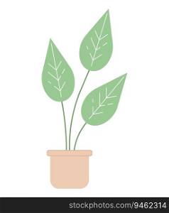 Monstera plant in pot semi flat colour vector object. Big exotic plant leaves with venes. Editable cartoon clip art icon on white background. Simple spot illustration for web graphic design. Monstera plant in pot semi flat colour vector object