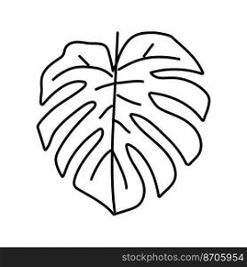 monstera plant leaf line icon vector. monstera plant leaf sign. isolated contour symbol black illustration. monstera plant leaf line icon vector illustration
