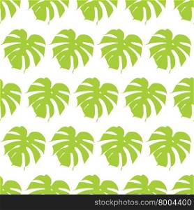 Monstera silhouettes seamless pattern. Vector illustration. Tropical leaves.
