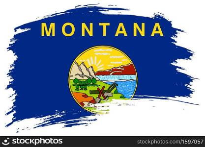 Montana US State brush stroke flag vector background. Hand drawn grunge style painted isolated banner.. Montana US State brush stroke flag vector background. Hand drawn grunge style isolated banner