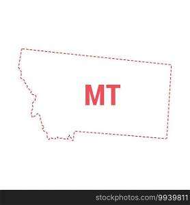 Montana US state map outline dotted border. Vector illustration. Two-letter state abbreviation.. Montana US state map outline dotted border
