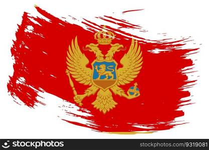 Montenegro brush stroke flag vector background. Hand drawn grunge style Montenegrin painted isolated banner.. Montenegro brush stroke flag vector background. Hand drawn grunge style Montenegrin isolated banner