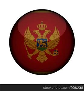 montenegro Flag in glossy round button of icon. montenegro emblem isolated on white background. National concept sign. Independence Day. Vector illustration.