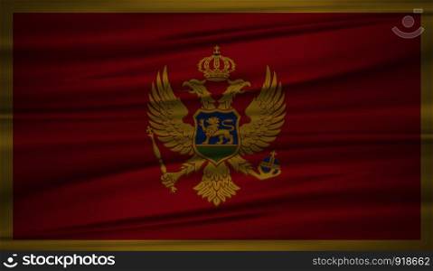 Montenegro flag vector. Vector flag of Montenegro blowig in the wind. EPS 10.