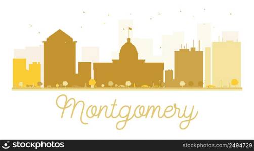 Montgomery City skyline golden silhouette. Vector illustration. Simple flat concept for tourism presentation, banner, placard or web site. Business travel concept. Montgomery isolated on white background
