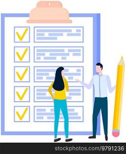 Month scheduling, to do list, time management concept. Businesspeople make to do plan. People discuss plan, dealing with task, timetable, checklist. Colleagues work with check list plan, schedule. Businesspeople make to do list. Colleagues work with checklist plan, schedule, time management