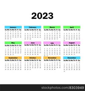 Monthly calendar. Calendar season 2023. Vector illustration. EPS 10.. Monthly calendar. Calendar season 2023. Vector illustration.