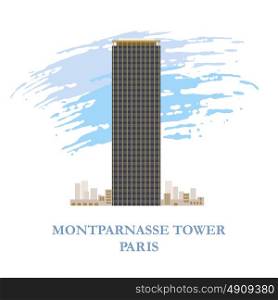 Montparnasse Tower. France, Paris. Vector illustration.