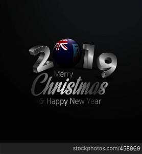 Montserrat Flag 2019 Merry Christmas Typography. New Year Abstract Celebration background