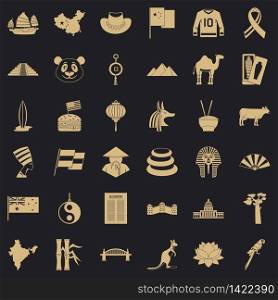 Monument icons set. Simple style of 36 monument vector icons for web for any design. Monument icons set, simple style