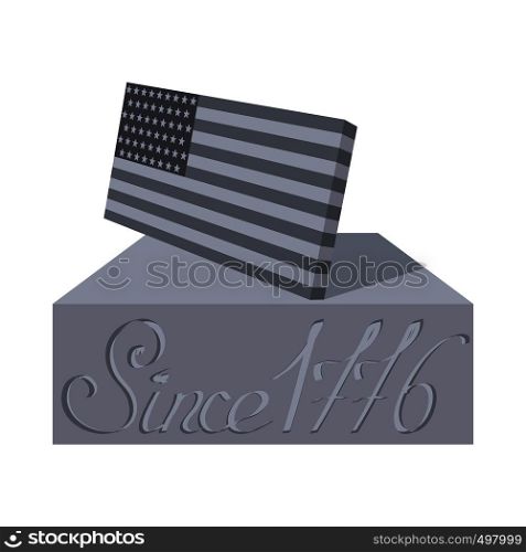 Monument to the American flag cartoon icon on white background. Monument to the American flag cartoon icon